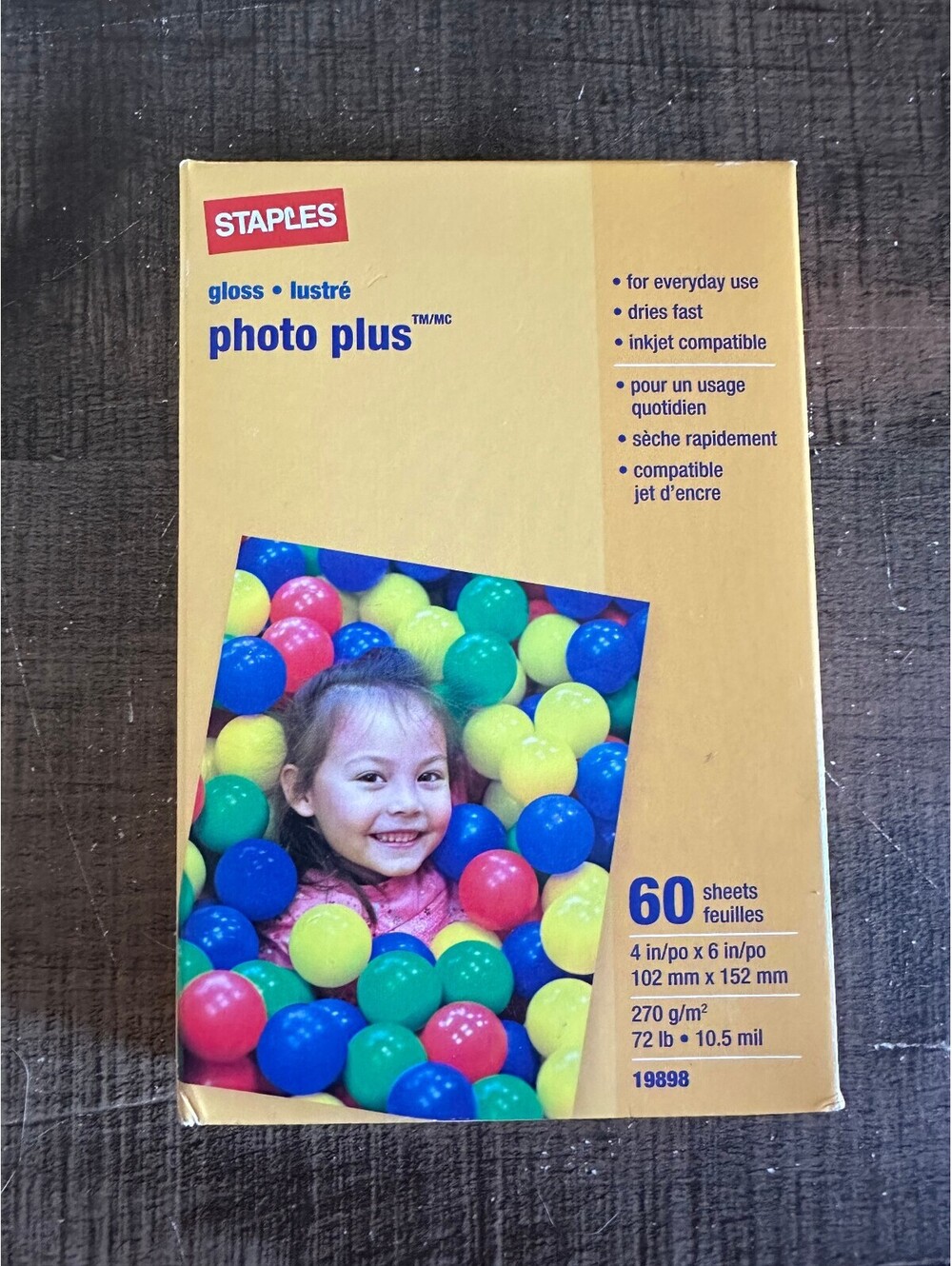 NEW Staples Photo Plus Glossy Inkjet Photo Paper 4x6 60 Sheets 72lb 270 GSM